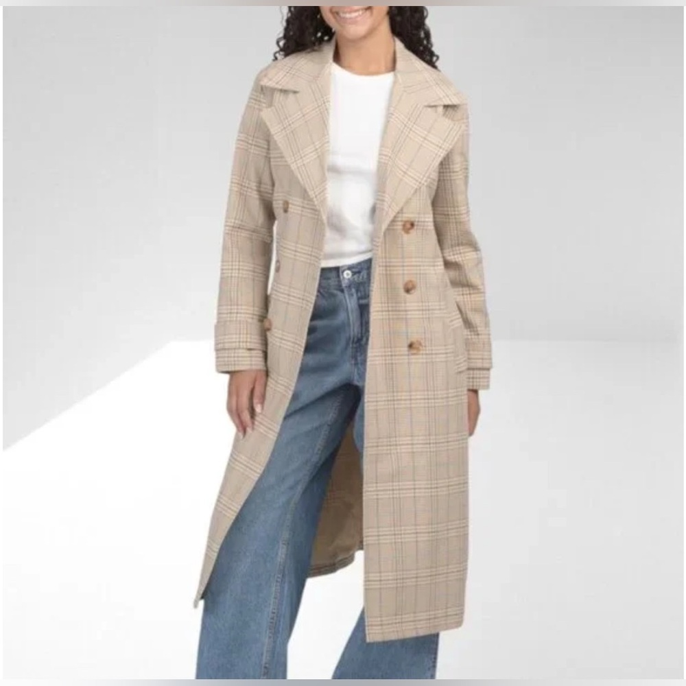 BAGATELLE COLLECTION Relaxed Duster Heritage Plaid Trench Coat